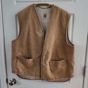 Vintage Thrashed Carhartt Brown Sherpa Work Vest